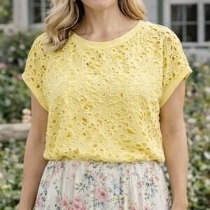 Puella Yellow Floral Embroidered Top   size 40